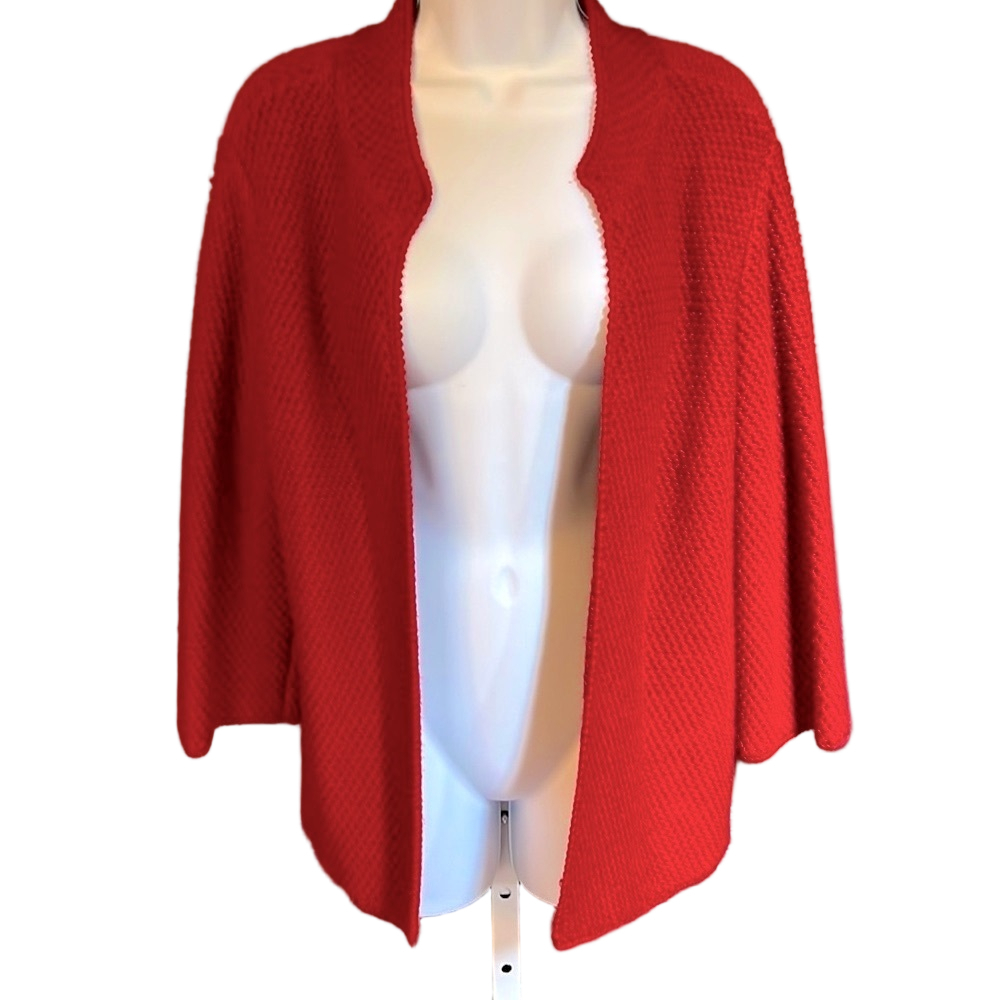 Eileen Fisher Red Merino Wool Cardigan Sweater Medium